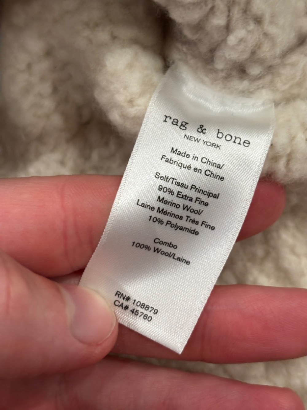 Rag & Bone The Davis Beige Nubby Extra Fine Merino Wool Crewneck Sweater XS - Picture 5 of 7